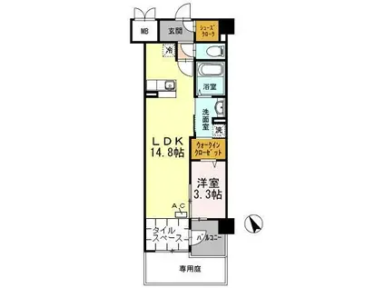 COCO MARINI(1LDK/1階)の間取り写真