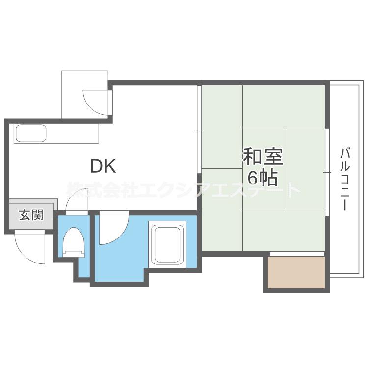 コーポイン長居A棟(1DK/5階)の間取り写真