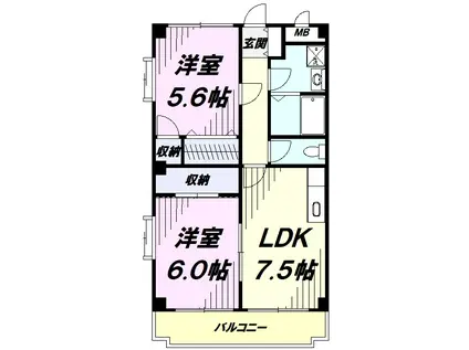 コートヴィレッジ21(2DK/3階)の間取り写真