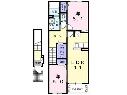 エニシム(2LDK/2階)の間取り写真