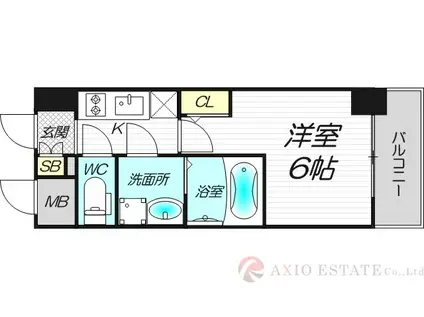 エスリード新大阪ザ・プレミアウエスト(1K/2階)の間取り写真