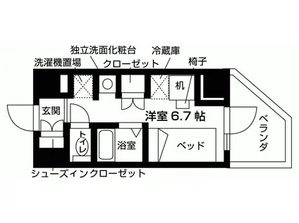 リビオセゾン早稲田(ワンルーム/6階)の間取り写真