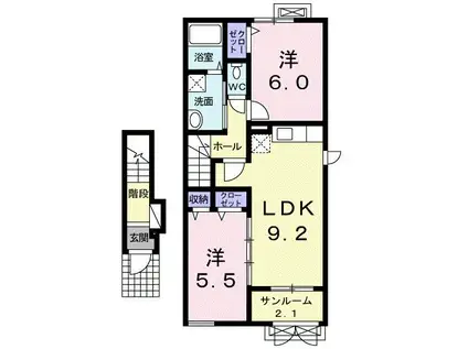 ドリームインパルA(2LDK/2階)の間取り写真