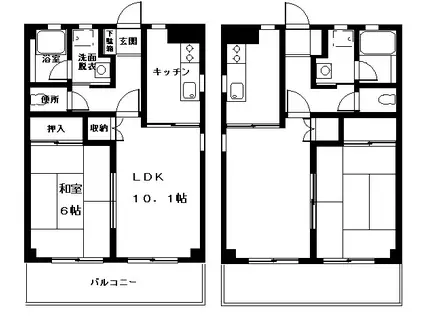 ドミール小池(1LDK/2階)の間取り写真
