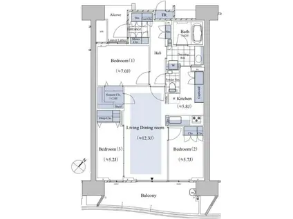 晴海フラッグSEAビレッジA棟(3LDK/6階)の間取り写真