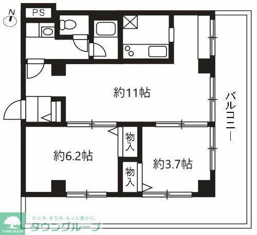 アールスリー川越(2LDK/4階)の間取り写真