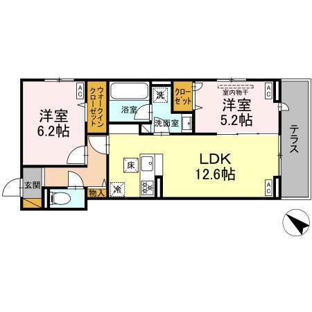 レジデンスヒルトップ(2LDK/1階)の間取り写真