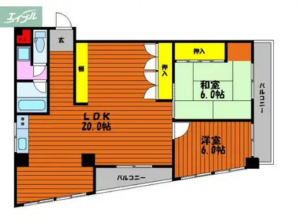 メゾン後楽園(2LDK/2階)の間取り写真