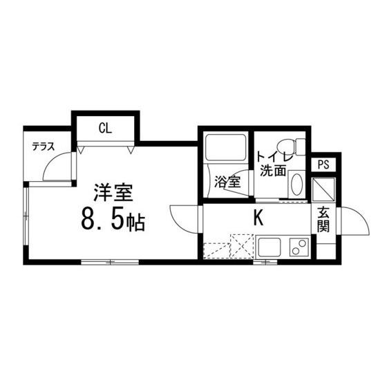 ゾンネモント子平町(1K/1階)の間取り写真