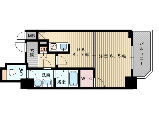 クレアートアドバンス北大阪(1DK/5階)の間取り写真