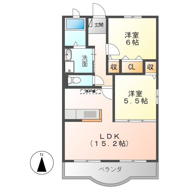 CAVALLINORAMPANTE(2LDK/2階)の間取り写真