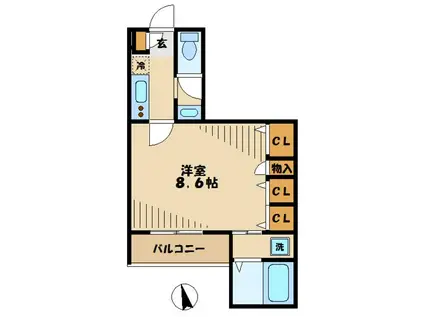 カーサ スピカ(1K/1階)の間取り写真