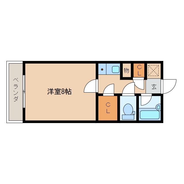 ベルトピア宮崎10(1K/1階)の間取り写真