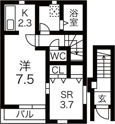 KINGDOMII(ワンルーム/2階)の間取り写真