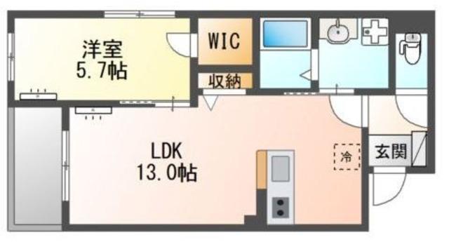 立川市一番町4丁目マンション(1LDK/1階)の間取り写真