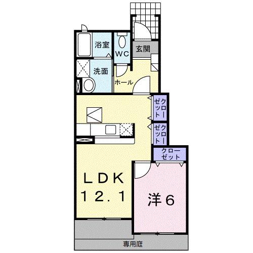 ハピネス・ブルック I(1LDK/1階)の間取り写真
