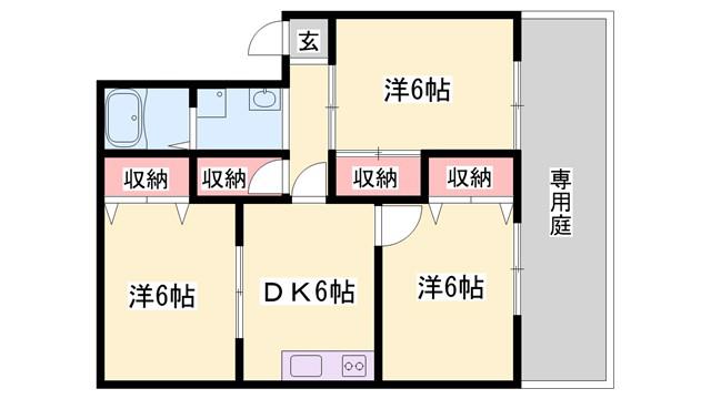 グランメゾン・I B棟(2LDK/1階)の間取り写真