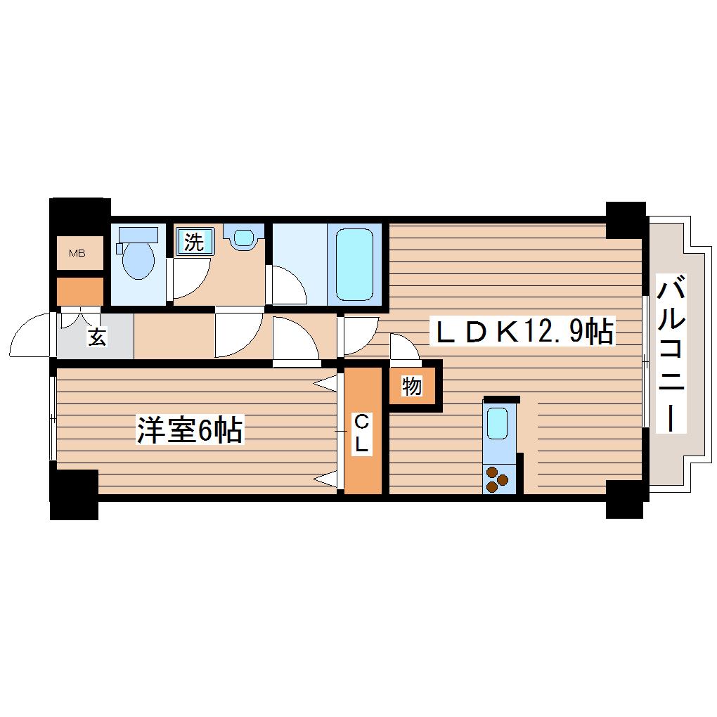 パルテノン新田(1LDK/3階)の間取り写真