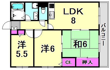 アートフェリス(3LDK/2階)の間取り写真