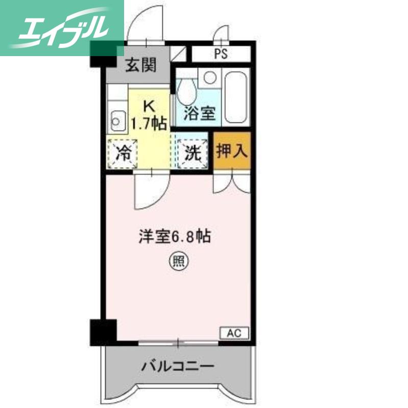 カナンハイツ大元(1K/5階)の間取り写真
