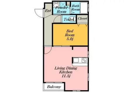 GRAND ウエスト(1LDK/1階)の間取り写真