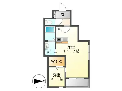 PATRIA高畑(1LDK/1階)の間取り写真