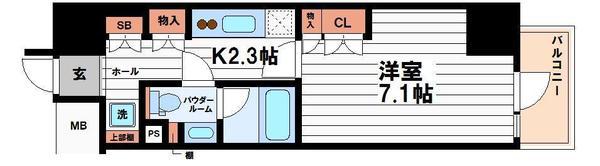 エスリードコート堺筋本町(1K/4階)の間取り写真