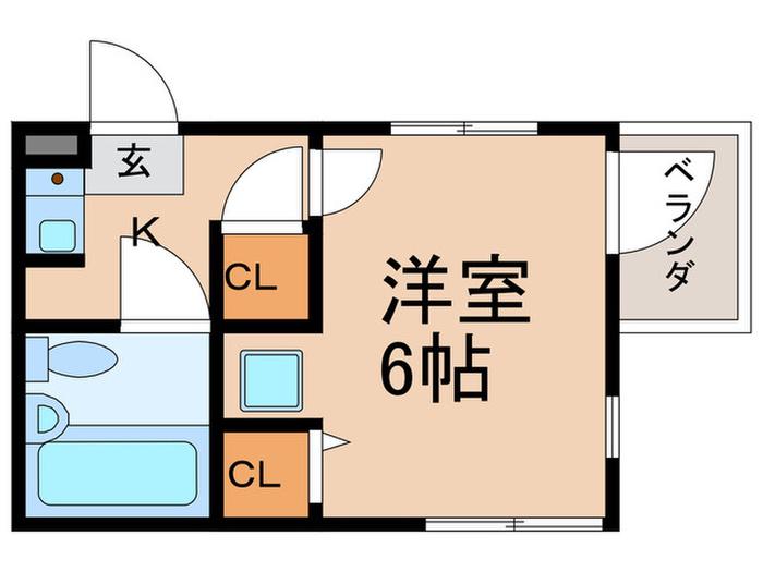 岩屋ハイツ(1K/1階)の間取り写真