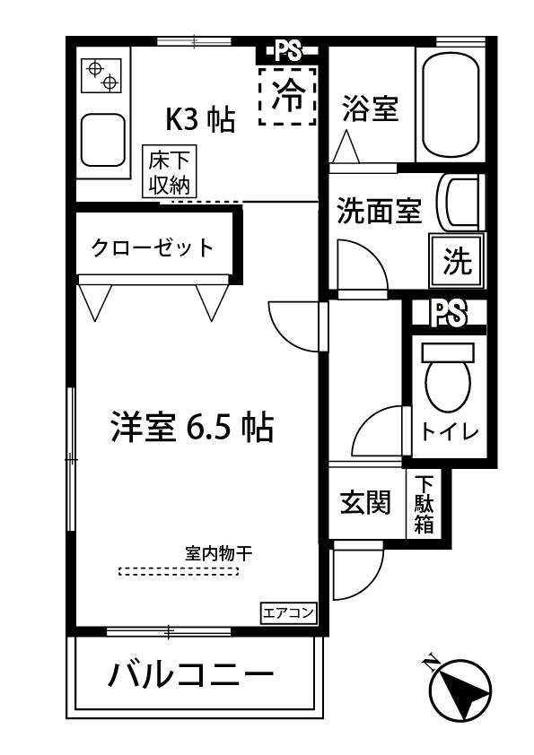 フェリシア コート(1K/1階)の間取り写真