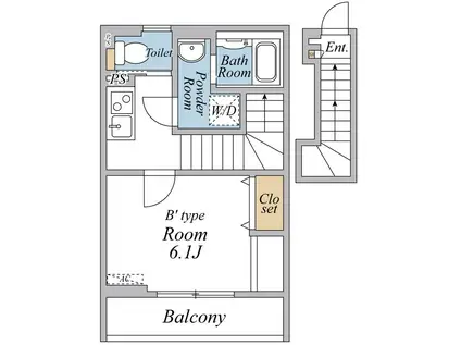 リブリ・国立ルミエール(1K/2階)の間取り写真