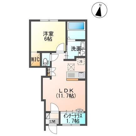 ポルテ リュミエール(1LDK/1階)の間取り写真