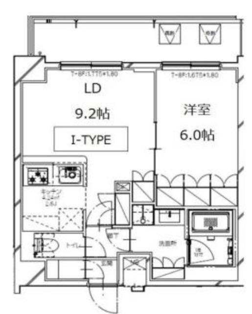 S-RESIDENCE 月島(1LDK/7階)の間取り写真