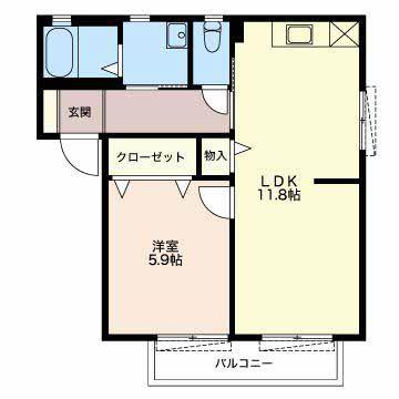 メゾンフォレスタ(1LDK/1階)の間取り写真