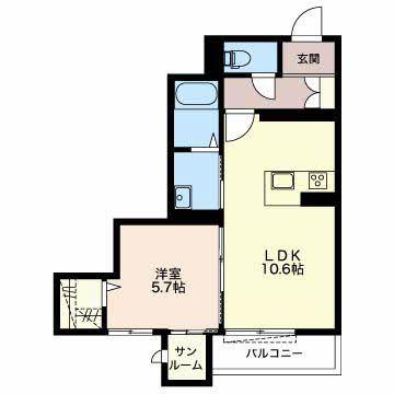 LE CONFORT(1LDK/2階)の間取り写真