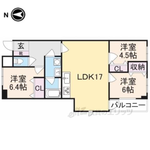 アネックス・ミタカ学園前(3LDK/3階)の間取り写真
