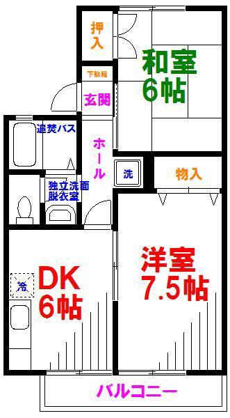 ストークコートN(2DK/1階)の間取り写真