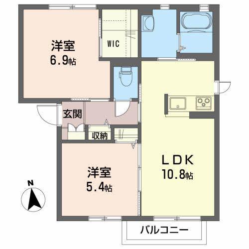 パークヒルC(2LDK/1階)の間取り写真