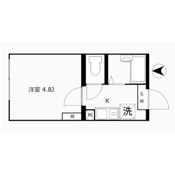 リブ新子安(1K/1階)の間取り写真