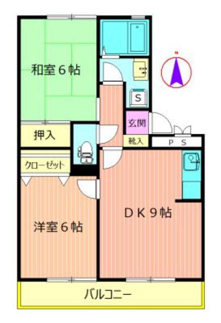 ルミエール弐番館(2LDK/1階)の間取り写真