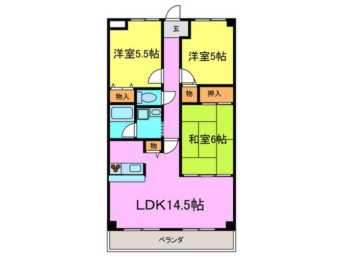 ベレール(3LDK/2階)の間取り写真