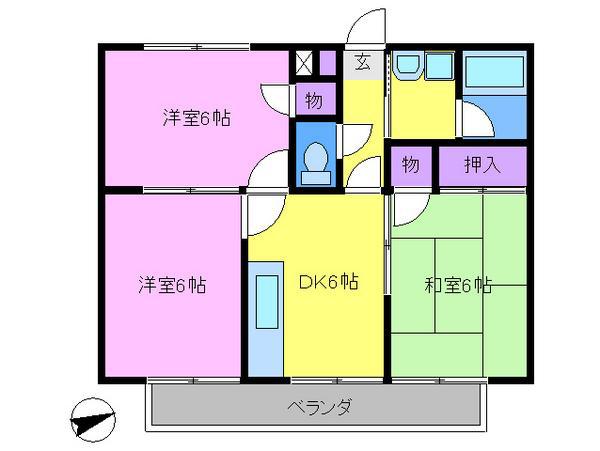 マノワールB(3DK/3階)の間取り写真