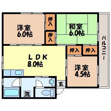 ガーデンハイツ(3DK/3階)の間取り写真