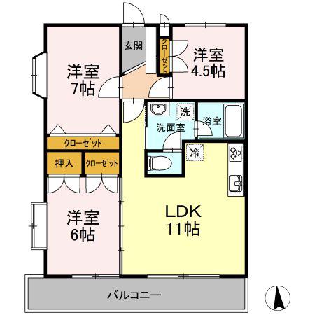 ラーバンハイツ(3LDK/1階)の間取り写真