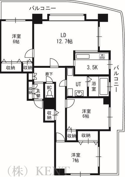 クリーンサッポロ医大西(3LDK/14階)の間取り写真