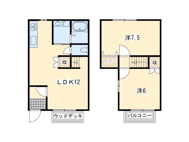 アヴェニールI(2LDK/1階)の間取り写真
