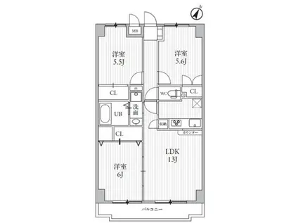 TS GARDEN新検見川I(3LDK/1階)の間取り写真