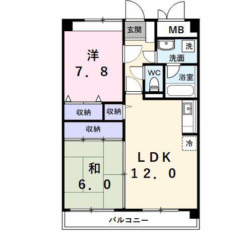 リバーサイドWILLOW(2LDK/3階)の間取り写真