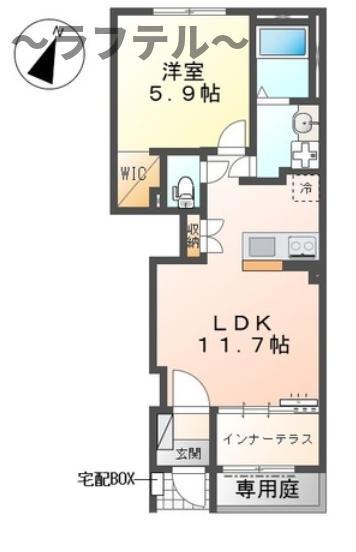 ポラリス所沢(1LDK/1階)の間取り写真