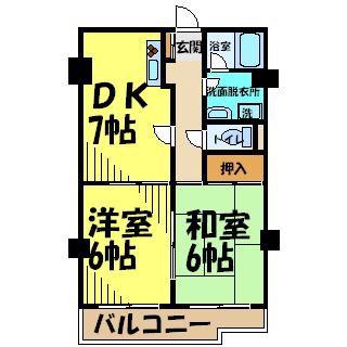 アブニール調布(2DK/2階)の間取り写真