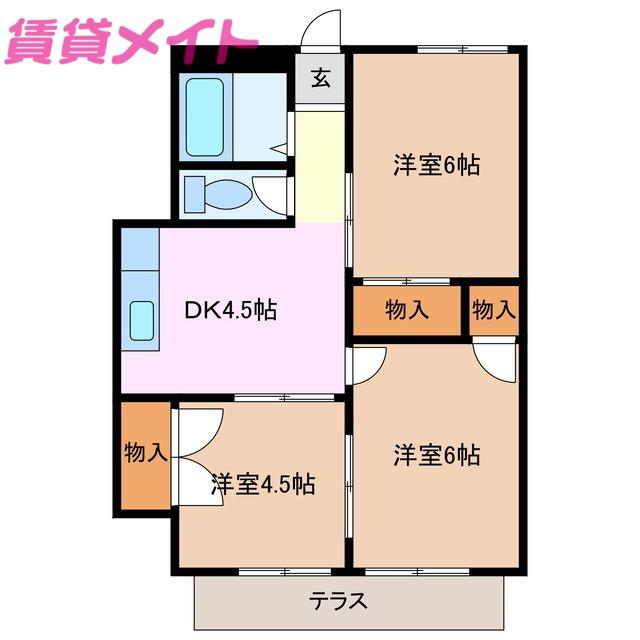 鈴鹿ハイツ(3DK/1階)の間取り写真